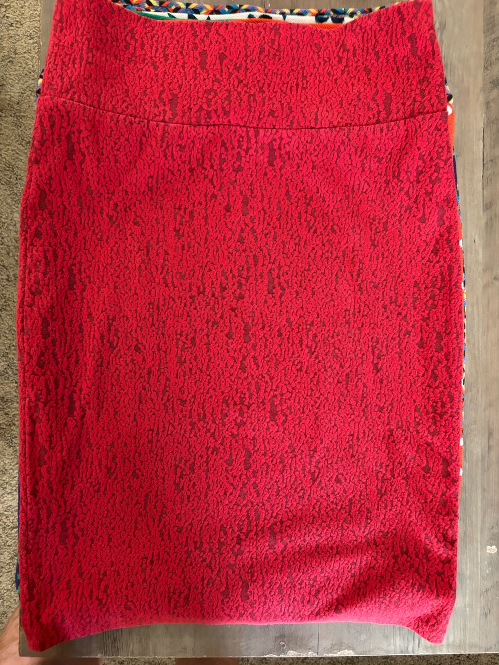 LuLaRoe Red Textured Pencil Skirt